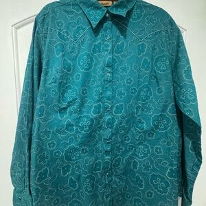 Wrangler Western Pearl Snap Shirt Mens 2xL blue